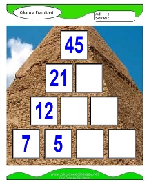 Çıkarma Pramidi Çalışma Sayfaları